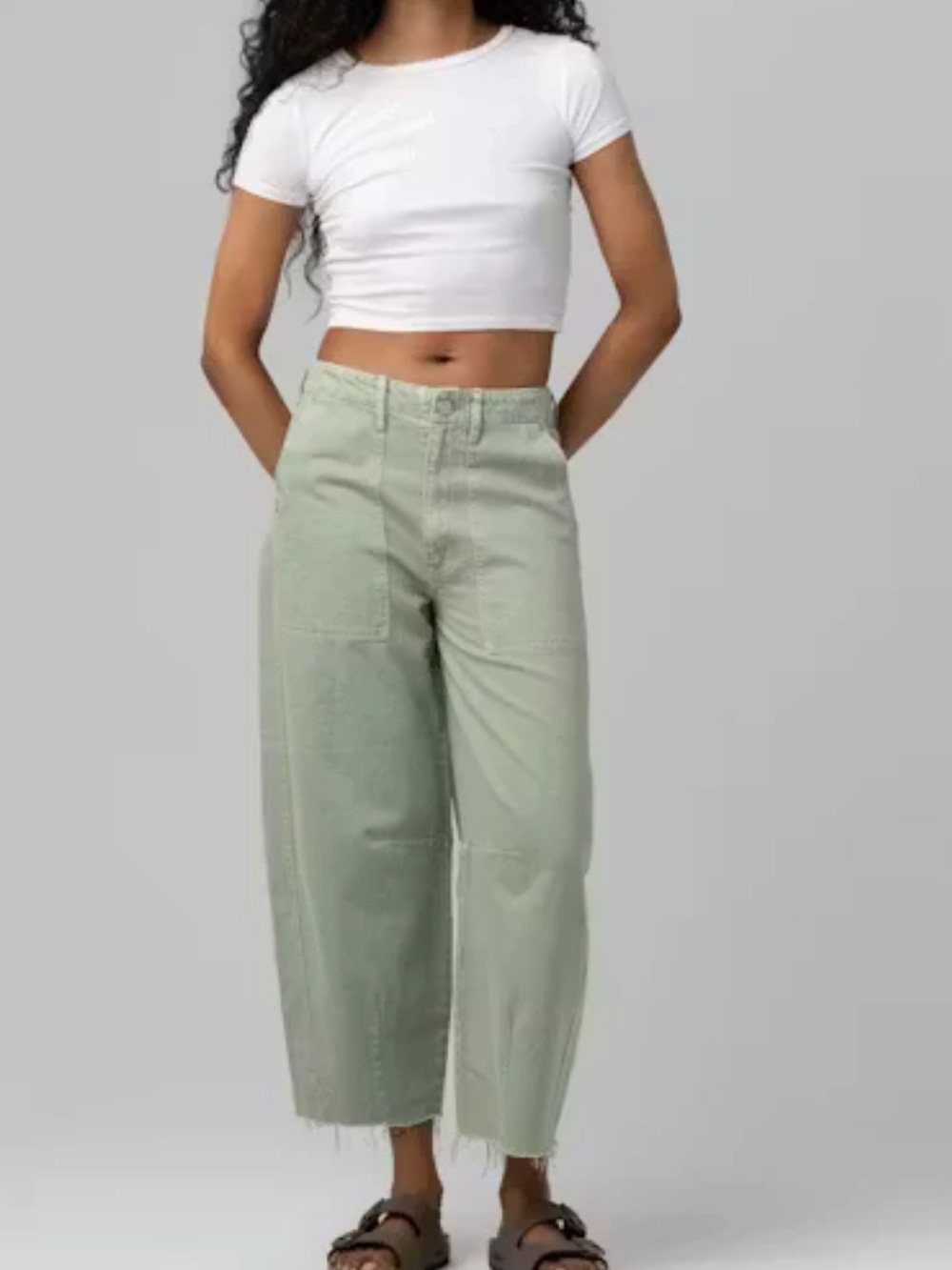 Blank NYC Barrel Leg High Rise Jeans in Pistachio Tone
